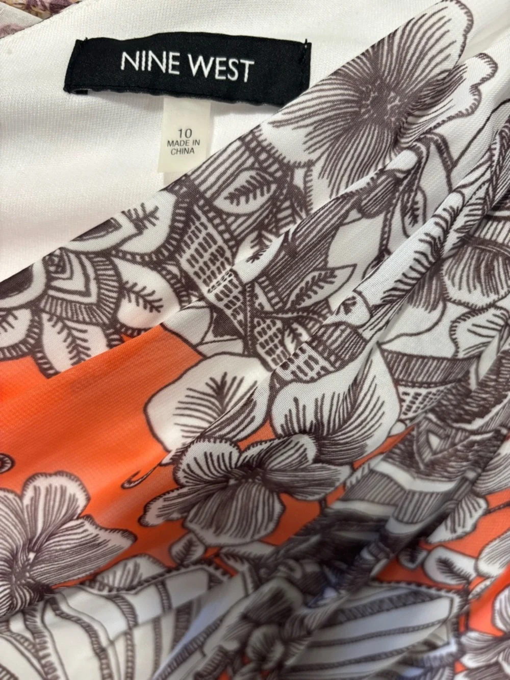 Nine West Coral and Cream One-Shoulder Floral Maxi Dress NWT - Picture 5 of 7